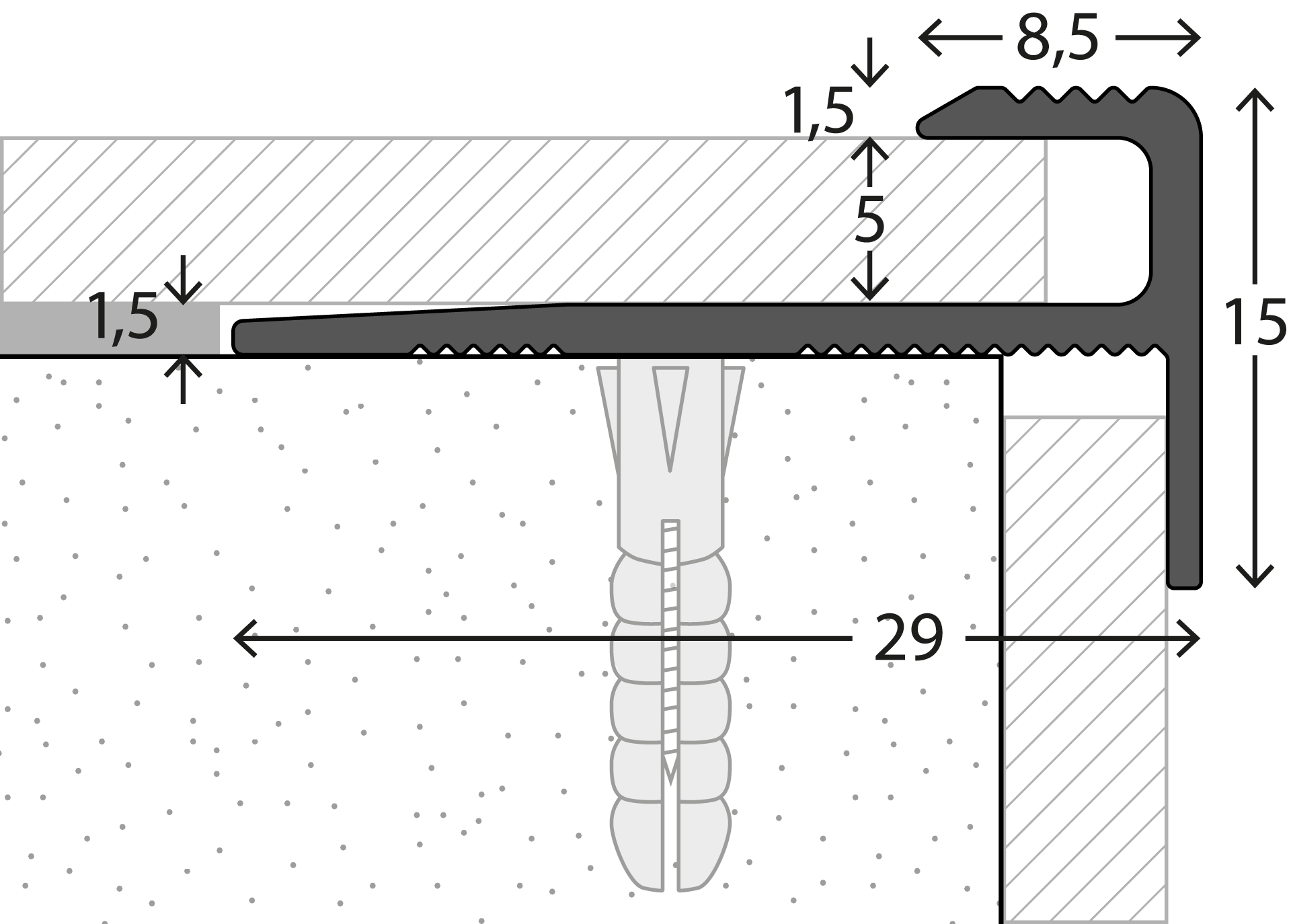 Prinz Treppenkantenprofil Nr. 176, 29 x 15 mm - Image 2