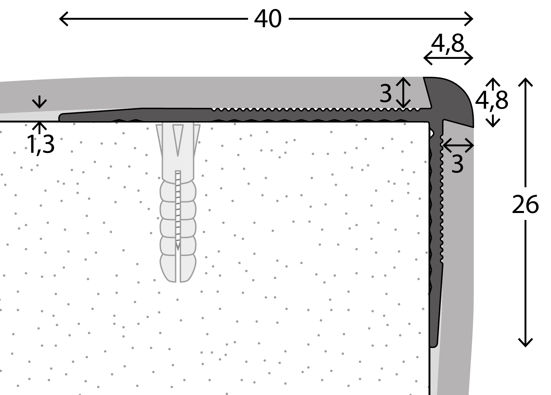 Prinz Treppenkantenprofil Nr. 187, 40 x 26 mm - Image 2